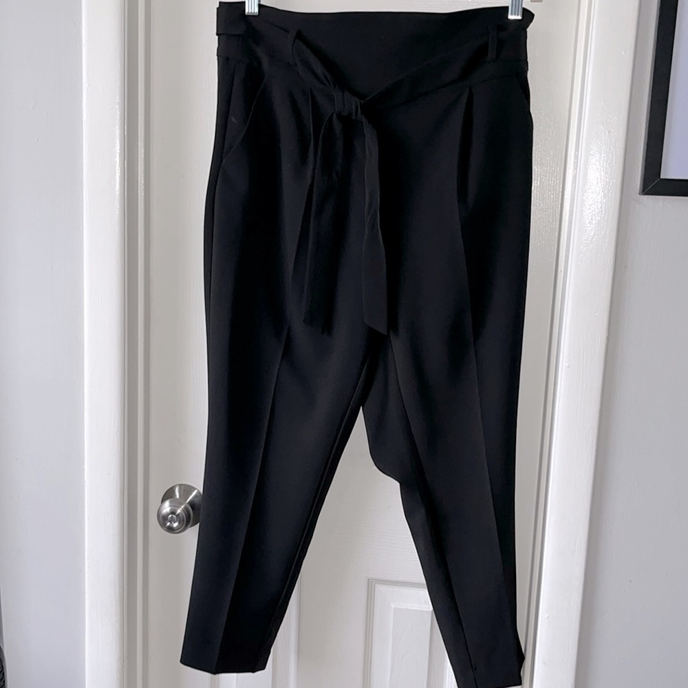 Torrid women’s black Ponte paperbag tie waist high waisted dress pants 12 short
